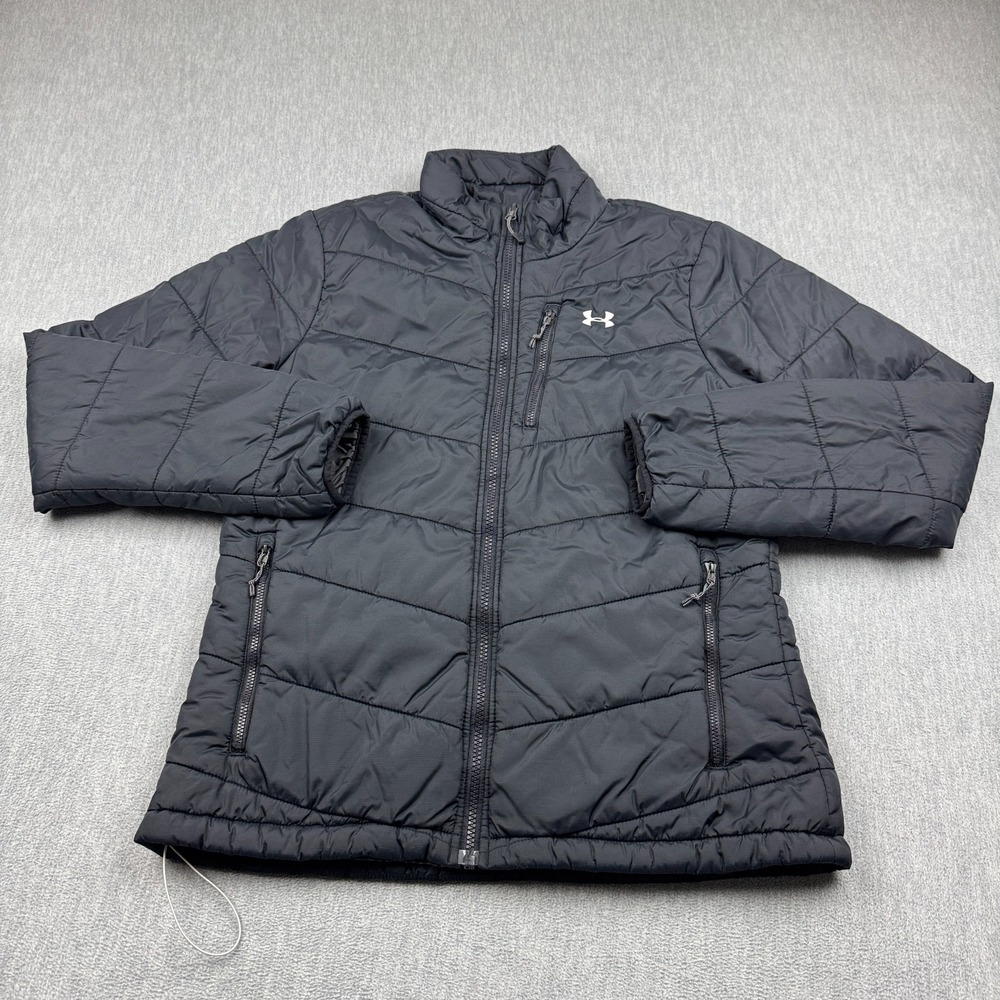 Under Armour Jacket Women Medium Black ColdGear Infrared Puffer Full Zip 1321441